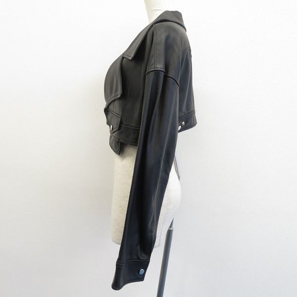 UN3D. アンスリード ラムレザー 本革 ライダース ジャケット ショート