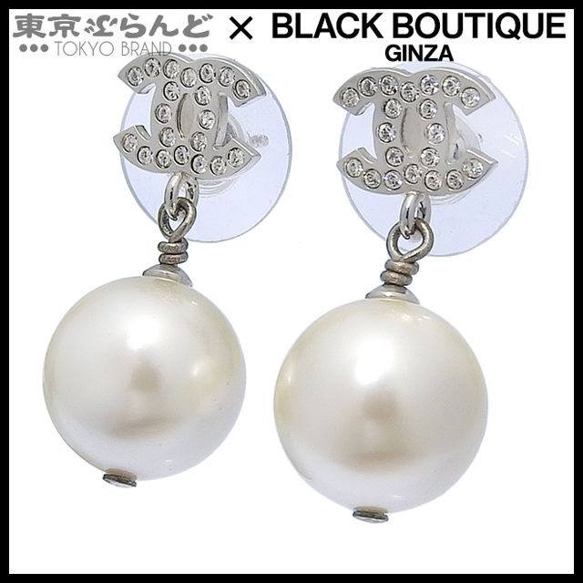 シャネル CHANEL ココマーク フェイクパール ピアス A21V シルバー