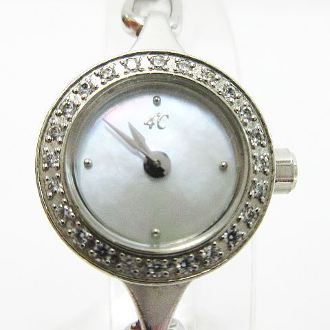 4℃ ヨンドシー クォーツ ブレスレット型 腕時計 ウォッチ ラウンド 白