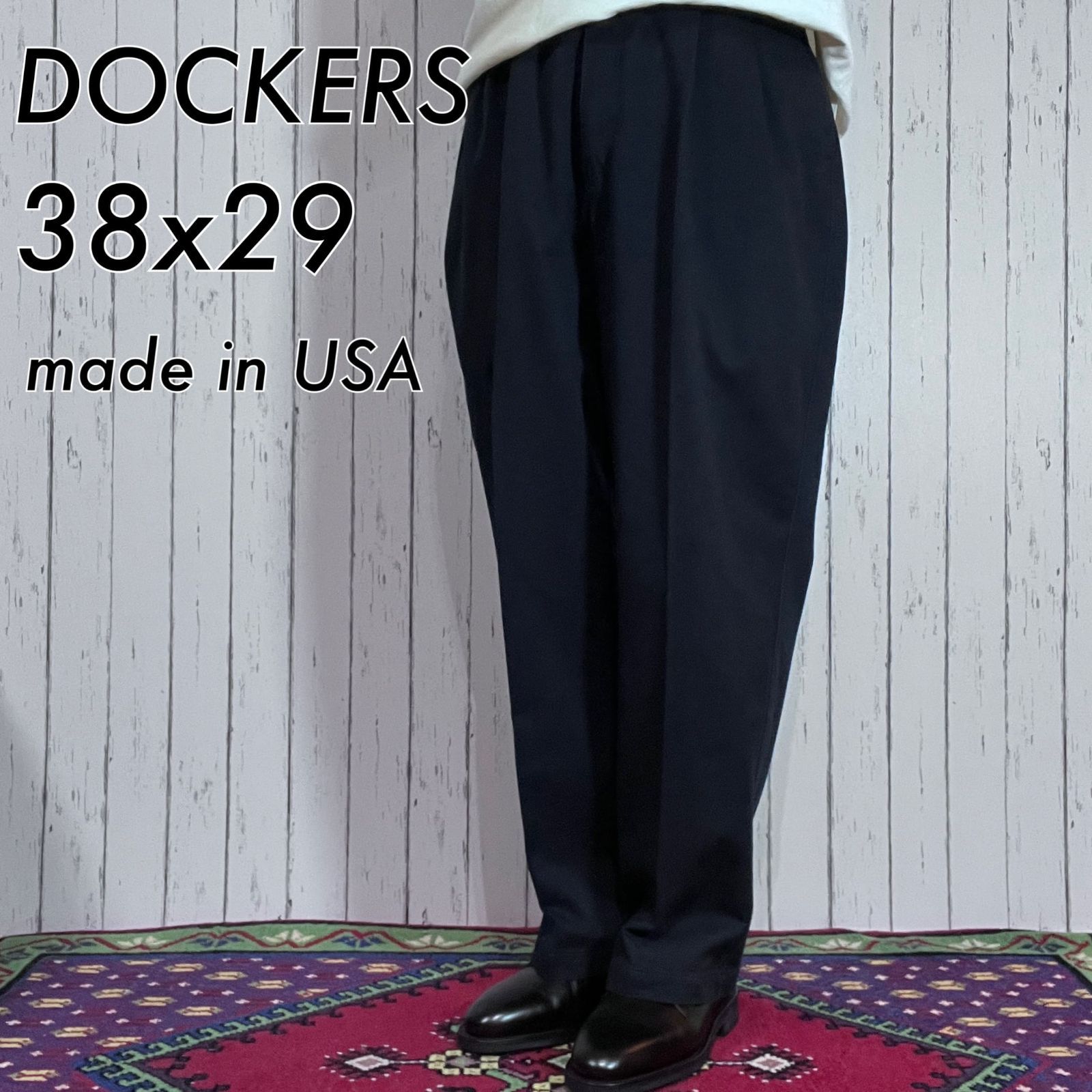 00s USA製 DOCKERS ドッカーズ W38 L29 ネイビー 紺 NAVY Classic Fit