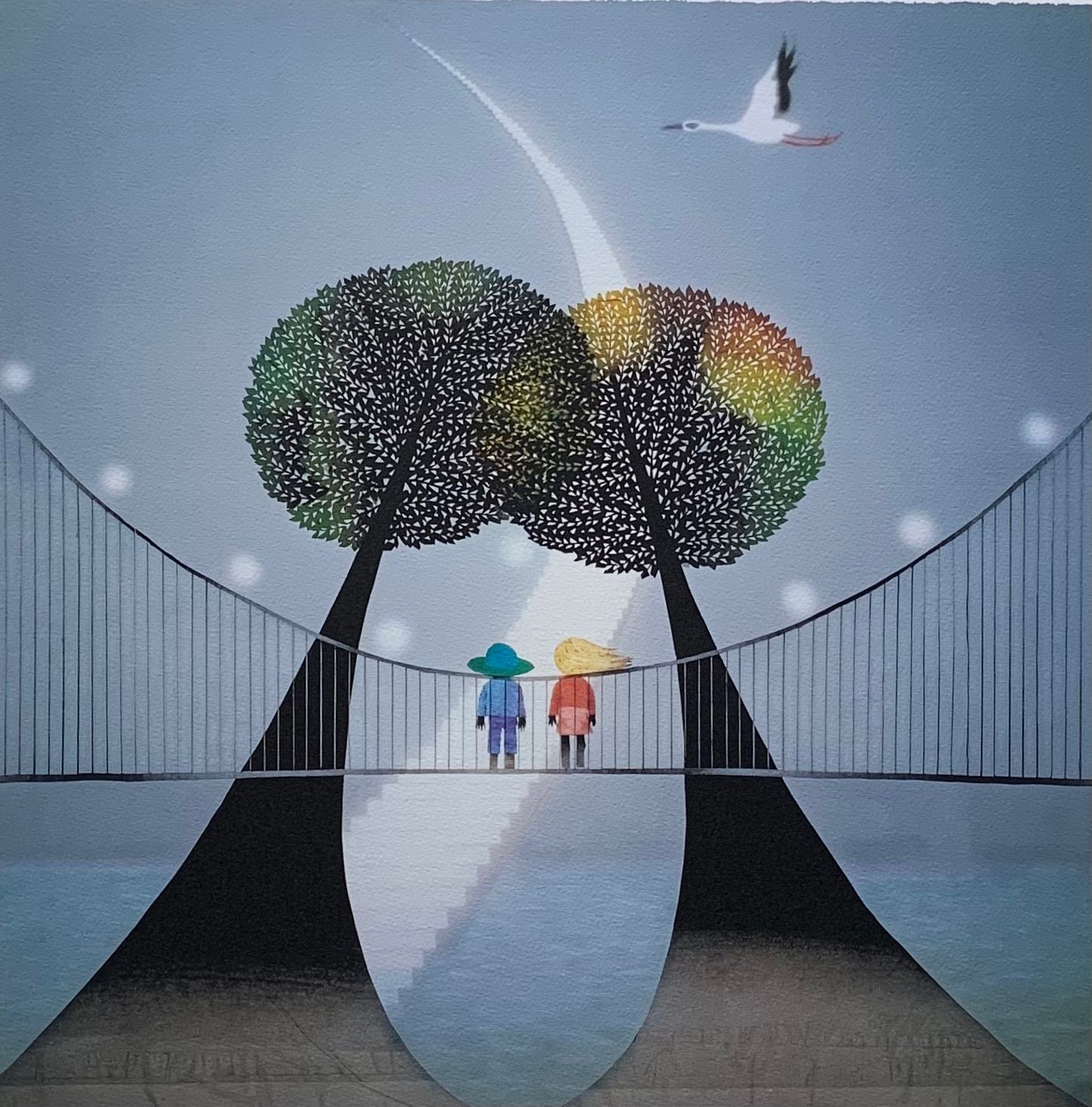 額付】【真作】未来へ向けての美しい橋 藤城清治 Fujishiro Seiji