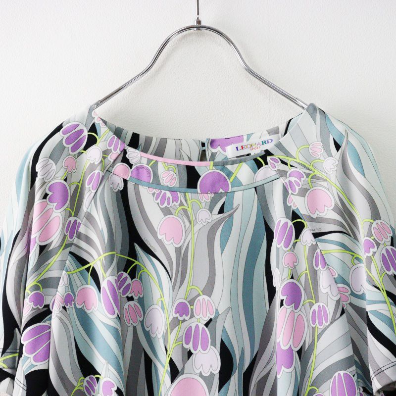 LEONARD SPORT ボタニカルチュニック レオナール 花柄五分袖チュニック