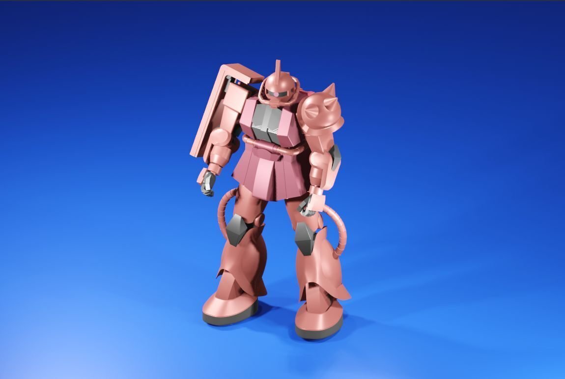 blender】MS 06S ZAKUⅡ【2作目】｜3D grapefruit｜CAD出身3Dモデラ―