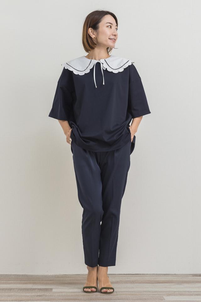 yori(ヨリ)の「スカラップカラーカットソー【2021SP】2月上旬入荷