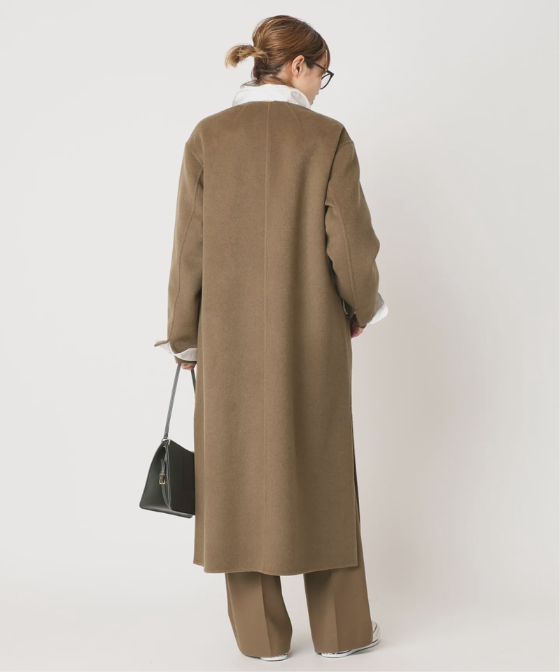 Chloe】ドゥーズィエムクラス ビーバーノーカラーロングコート Chloe