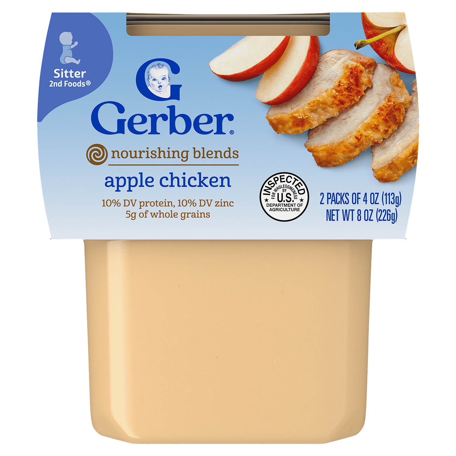 Gerber 2nd Foods Nourishing Blends Apple Chicken Baby Food, Sitter