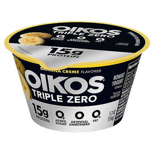 Oikos Triple Zero Banana Creme Flavored Nonfat Yogurt, 5.3 oz