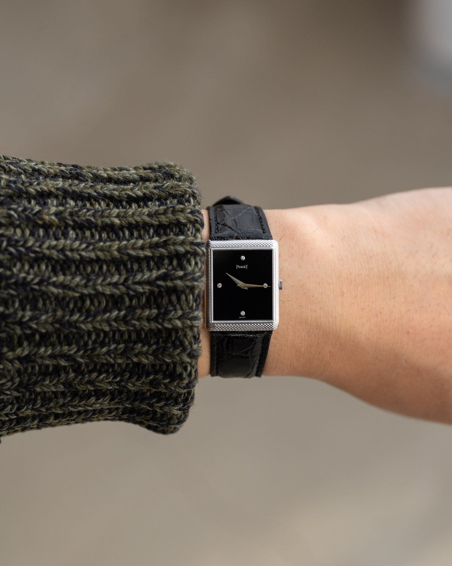 Piaget レクタングル 9152 WG オニキスダイアル 4Pダイヤモンド 手巻き