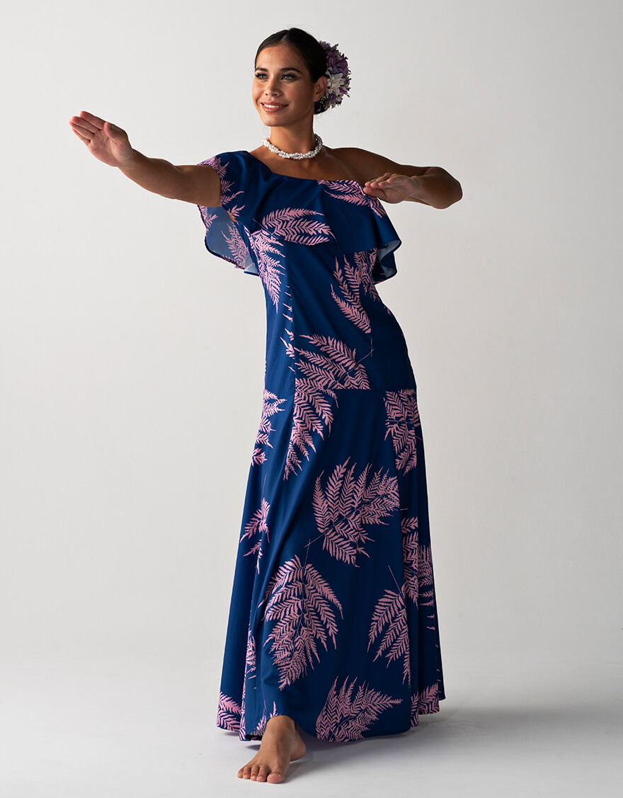 フリル付きマーメイドドレス（パラパライ）ブルー – 【公式