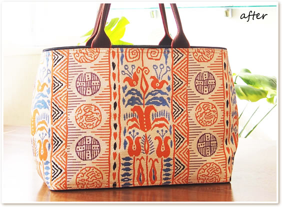 帯リメイク実例】お母様の帯をお姉さま用のトートバッグにリメイクして