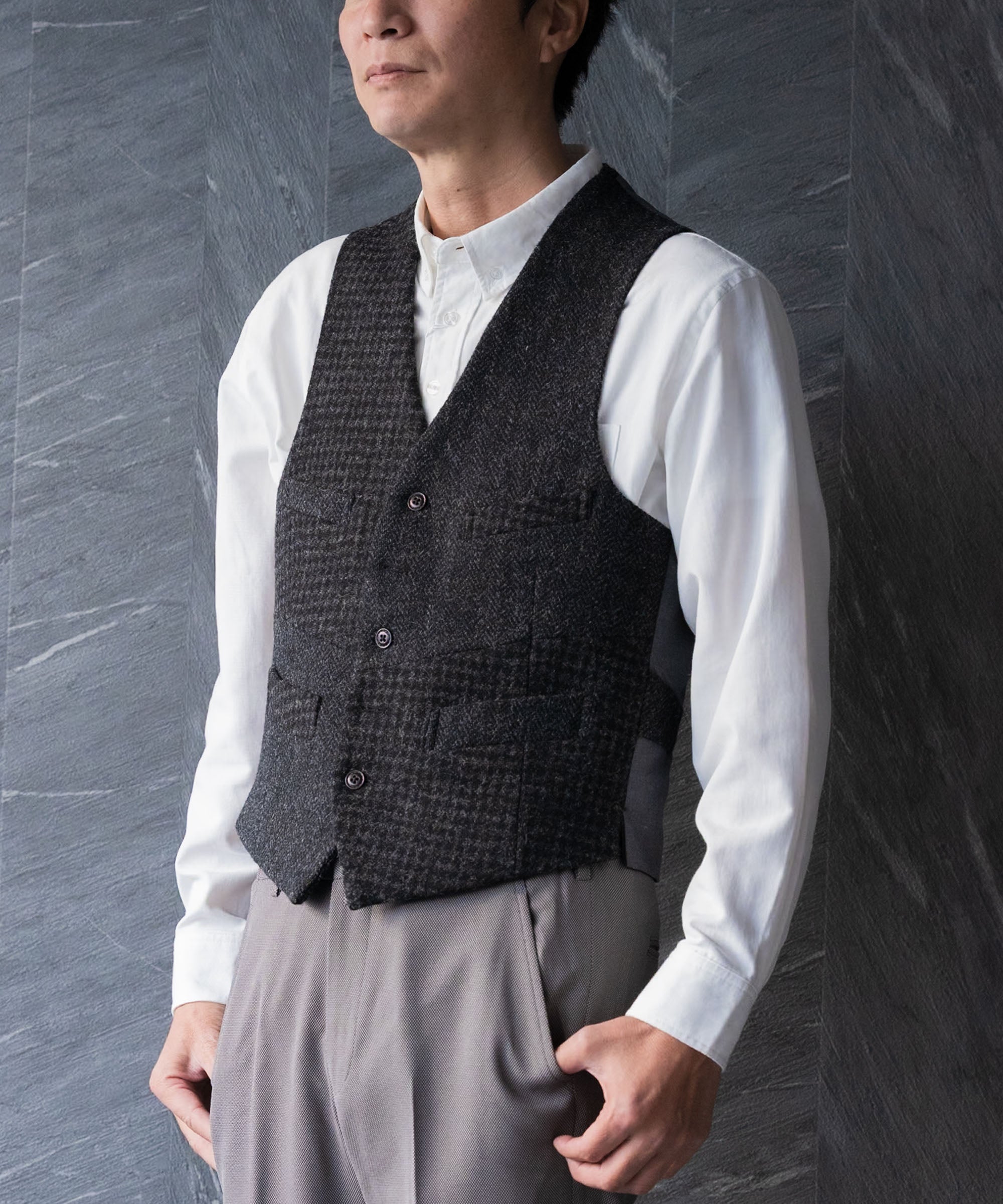 HARRIS TWEED ] ハリスツイード クレイジーパターンオッドベスト – AWC