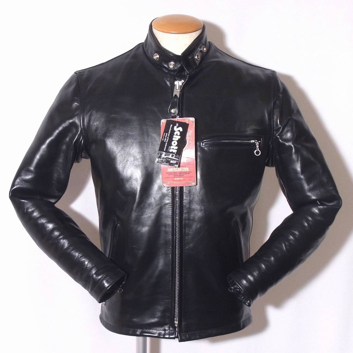 美品Schott【ショット立襟シングルライダース/641SP34裏ボア】⑧ 超美