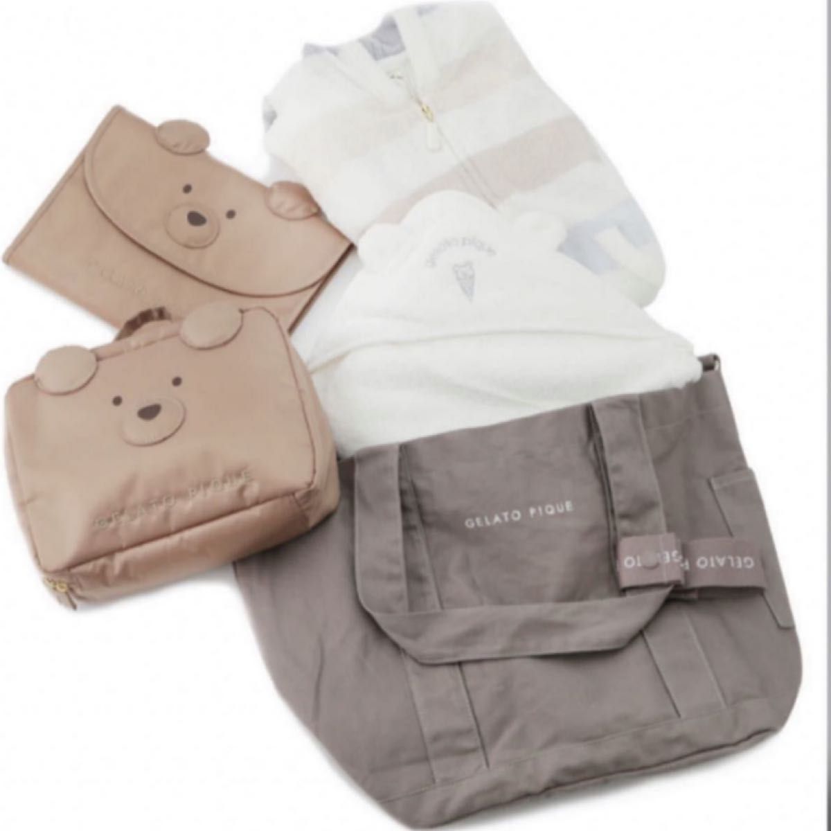 完売品 ジェラート ピケ ママバッグ + ショルダーポーチセット ライト