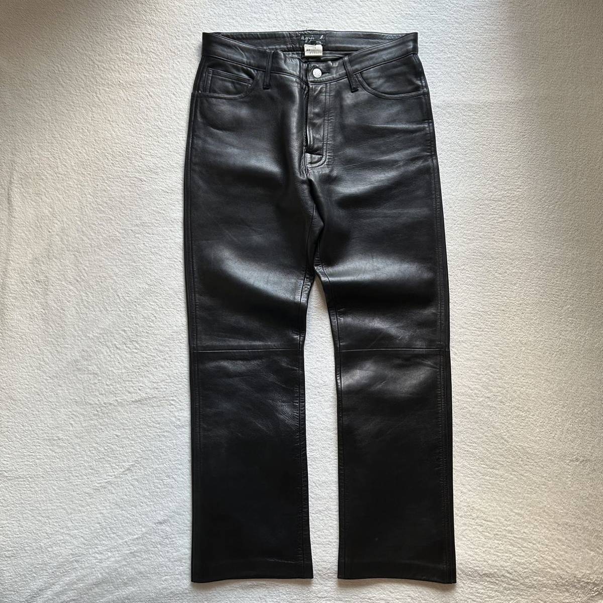 42 アニエスベー オム agnes b homme 羊革 レザーパンツ ブラック
