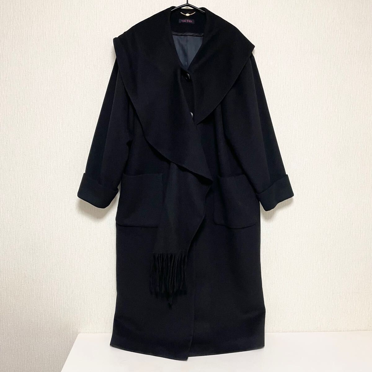 即決 YUKI TORII ユキトリイ ウール カシミヤ 変形 フリンジ ロング