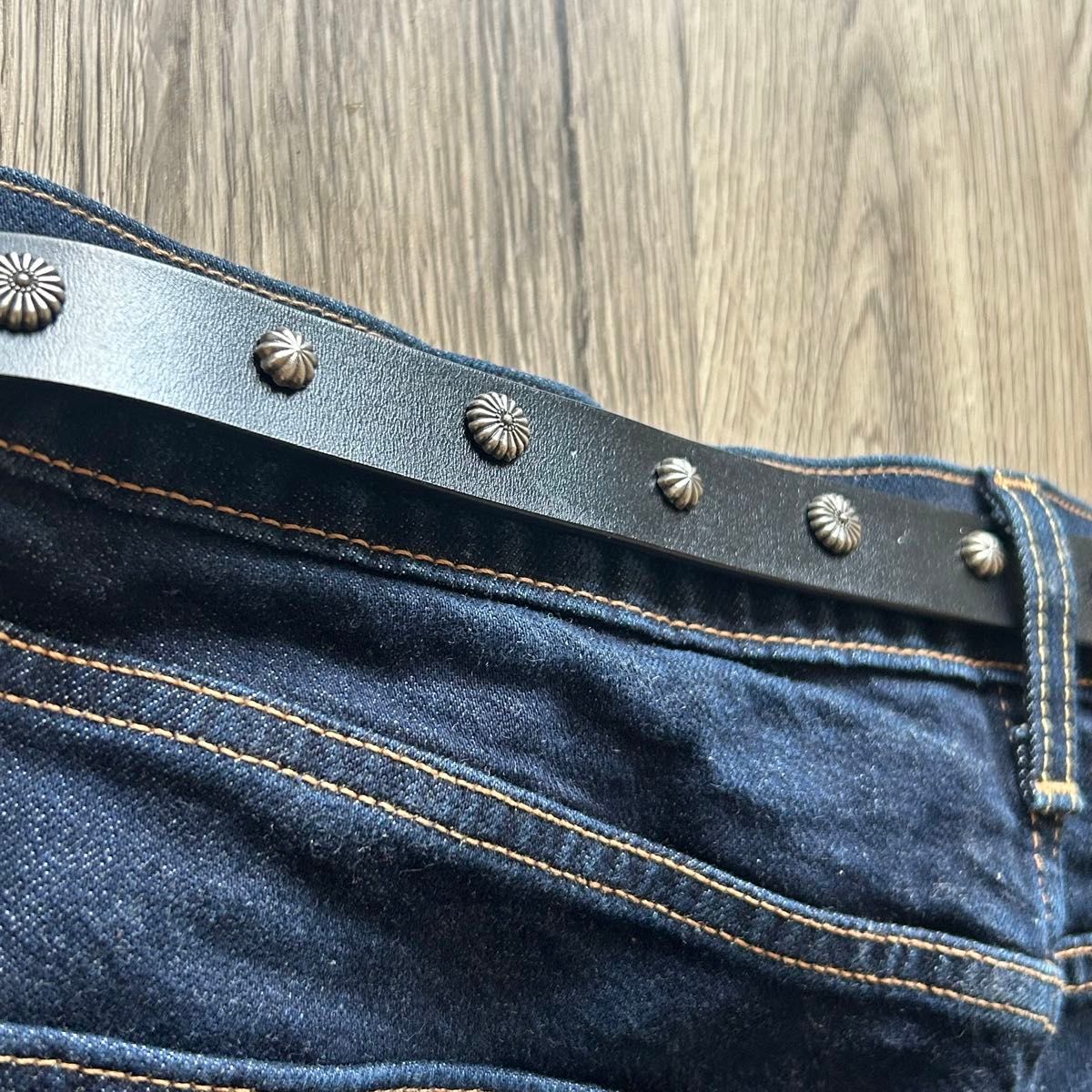 スタッズ ナロー ベルト ハンドメイド アメカジ ストリート レザー