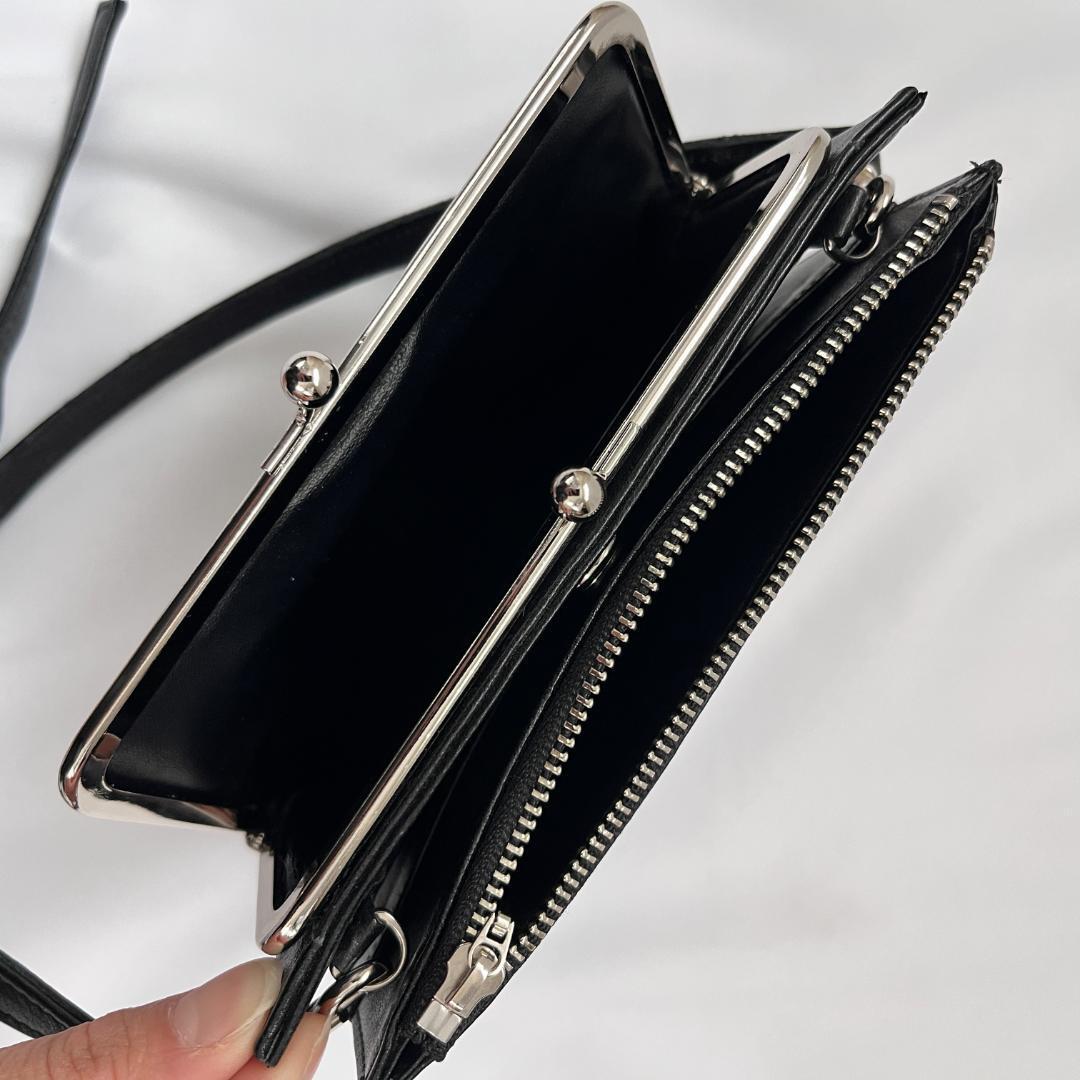 美品 ＞ Y's ワイズ がま口 ショルダーバッグ レザー 斜めがけ 普段