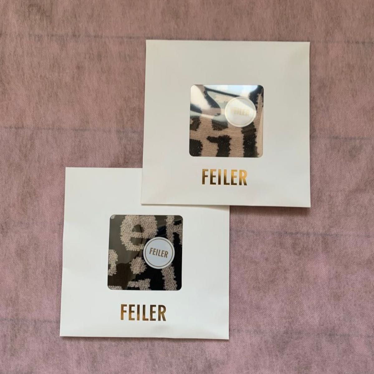 フェイラー FEILER ギグル ハンカチ 2枚セット ベージュ×ブラック