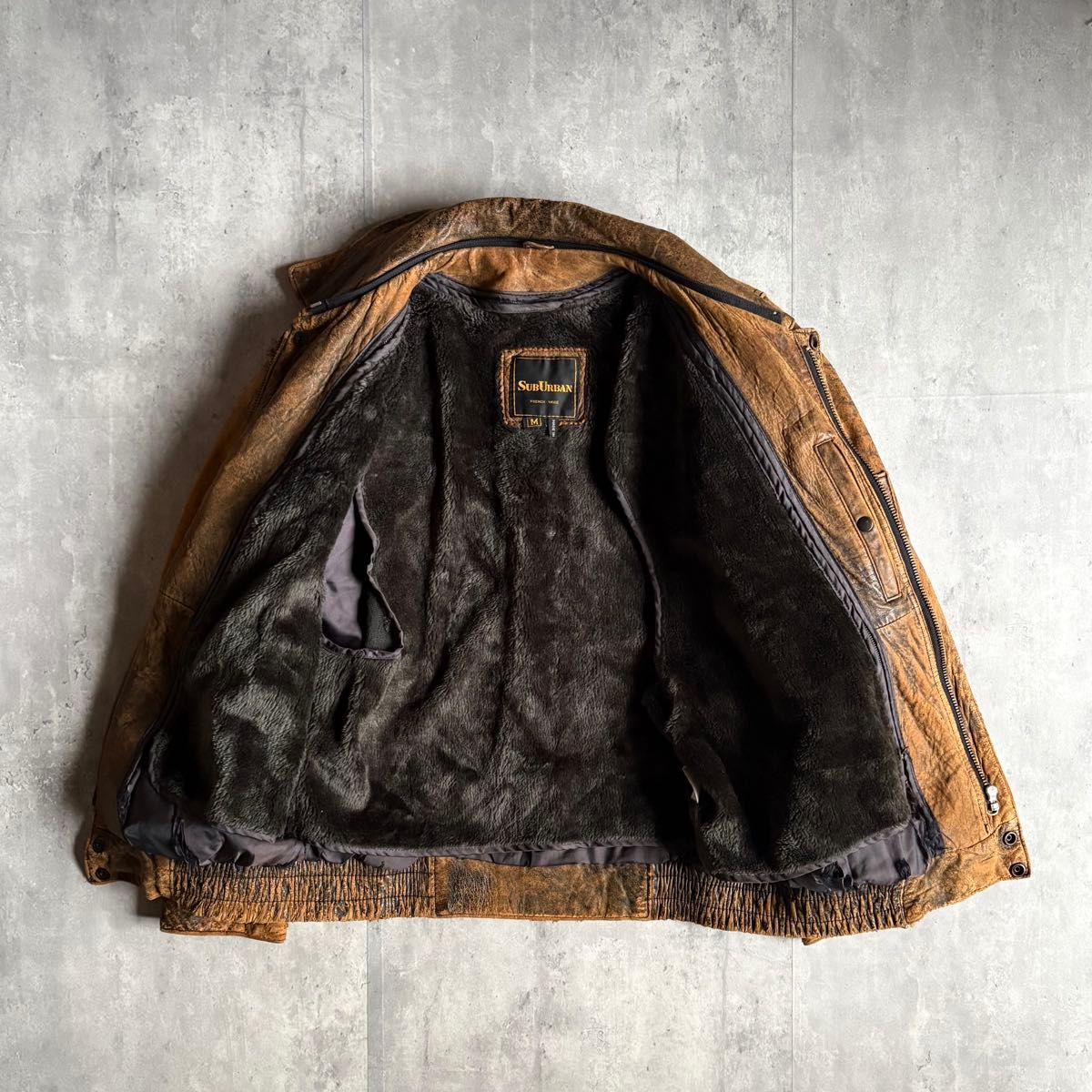 90s vintage】A-2 フライトジャケット レザーブルゾン ライナー付き 本