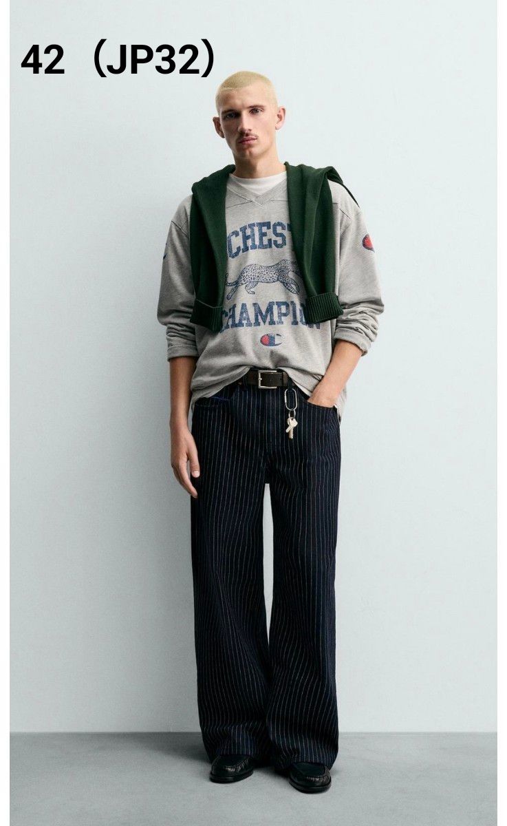 CHAMPION X ZARA ストライプ バギーフィットジーンズ 42｜Yahoo!フリマ