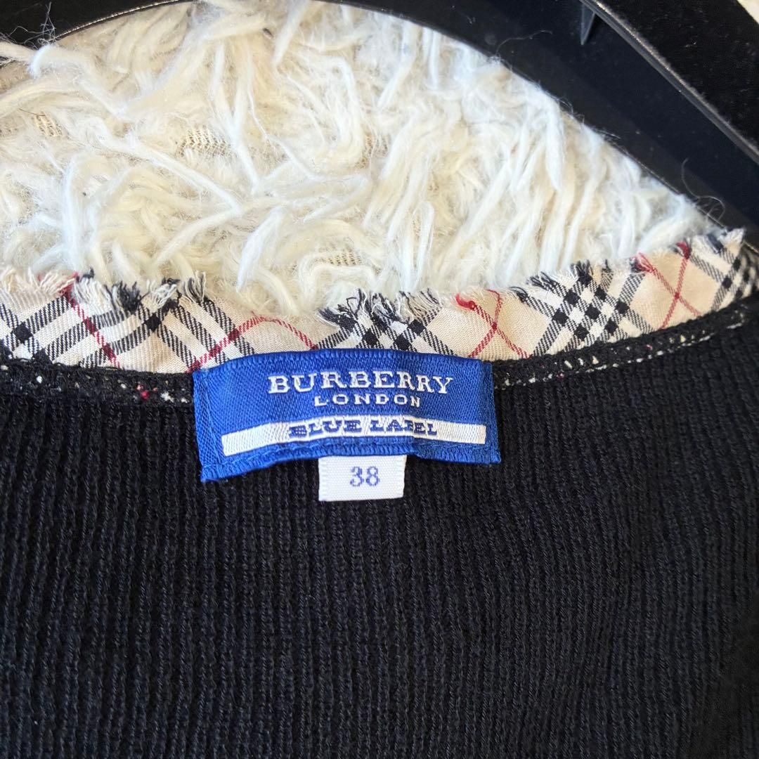 バーバリーブルーレーベル ヘンリーネック リブトップス ノバチェック