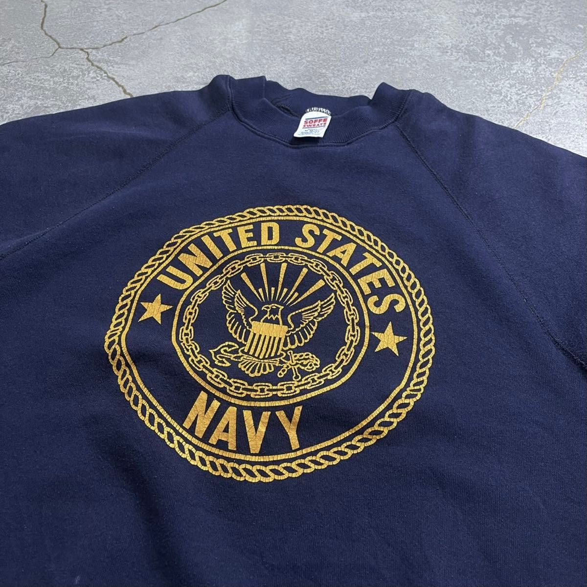 90sアメリカ製u s navy海軍ミリタリープリントスウェットネイビーM古着