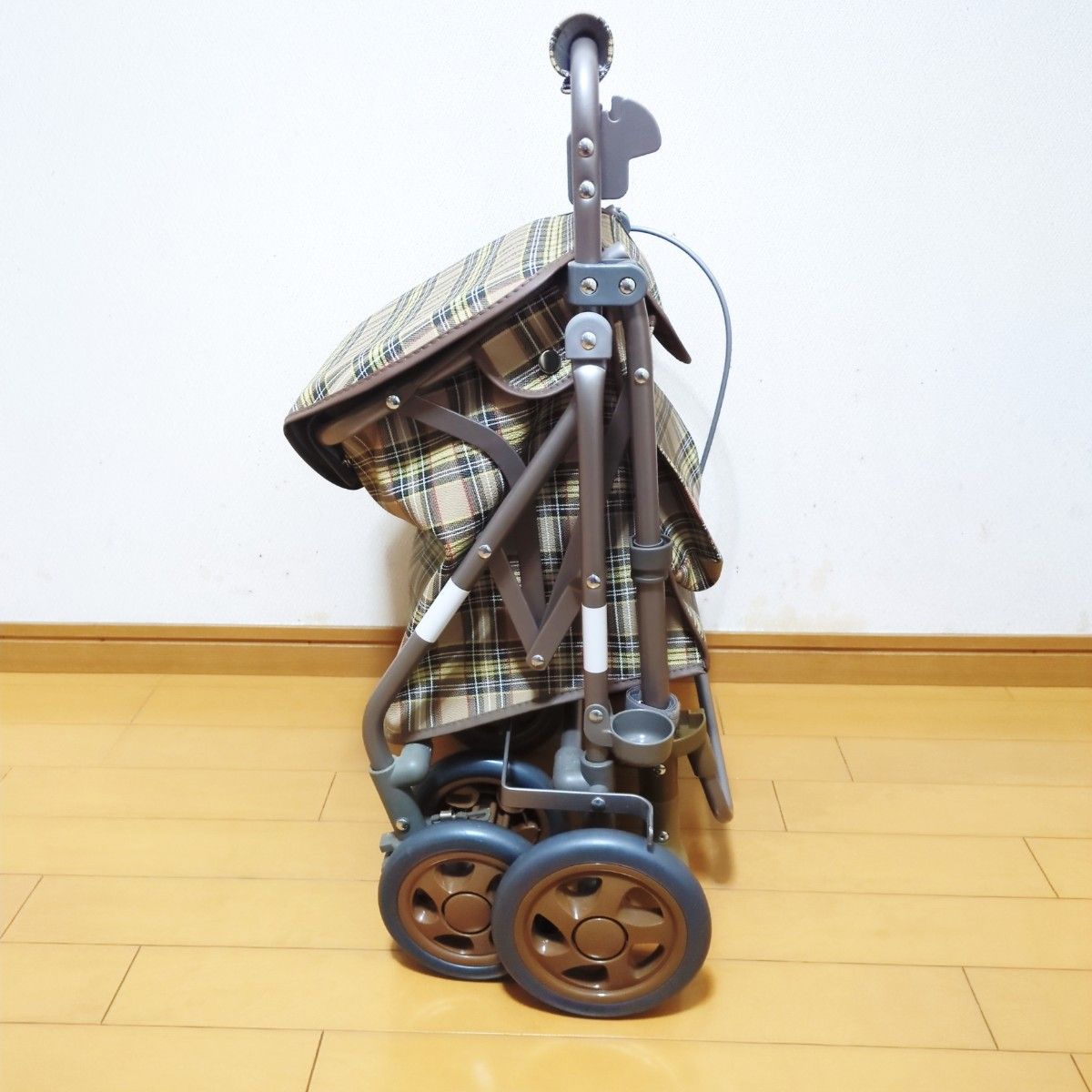 美品 島製作所 リズムRWC SHIMA シルバーカー 人気のブラウンチェック