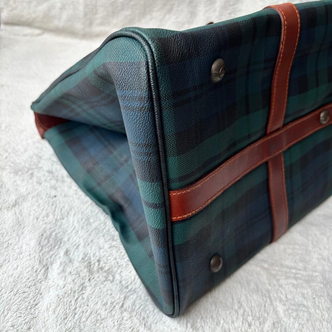 美品 ポロラルフローレン ブラックウォッチ ボストンバッグ PVCレザー