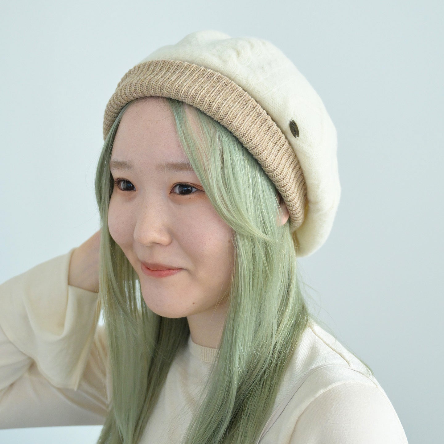 Cableberet ケーブル編みベレー帽