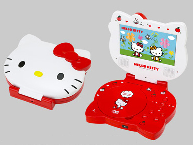 サンリオ、ハローキティの顔型ポータブルDVDプレーヤー