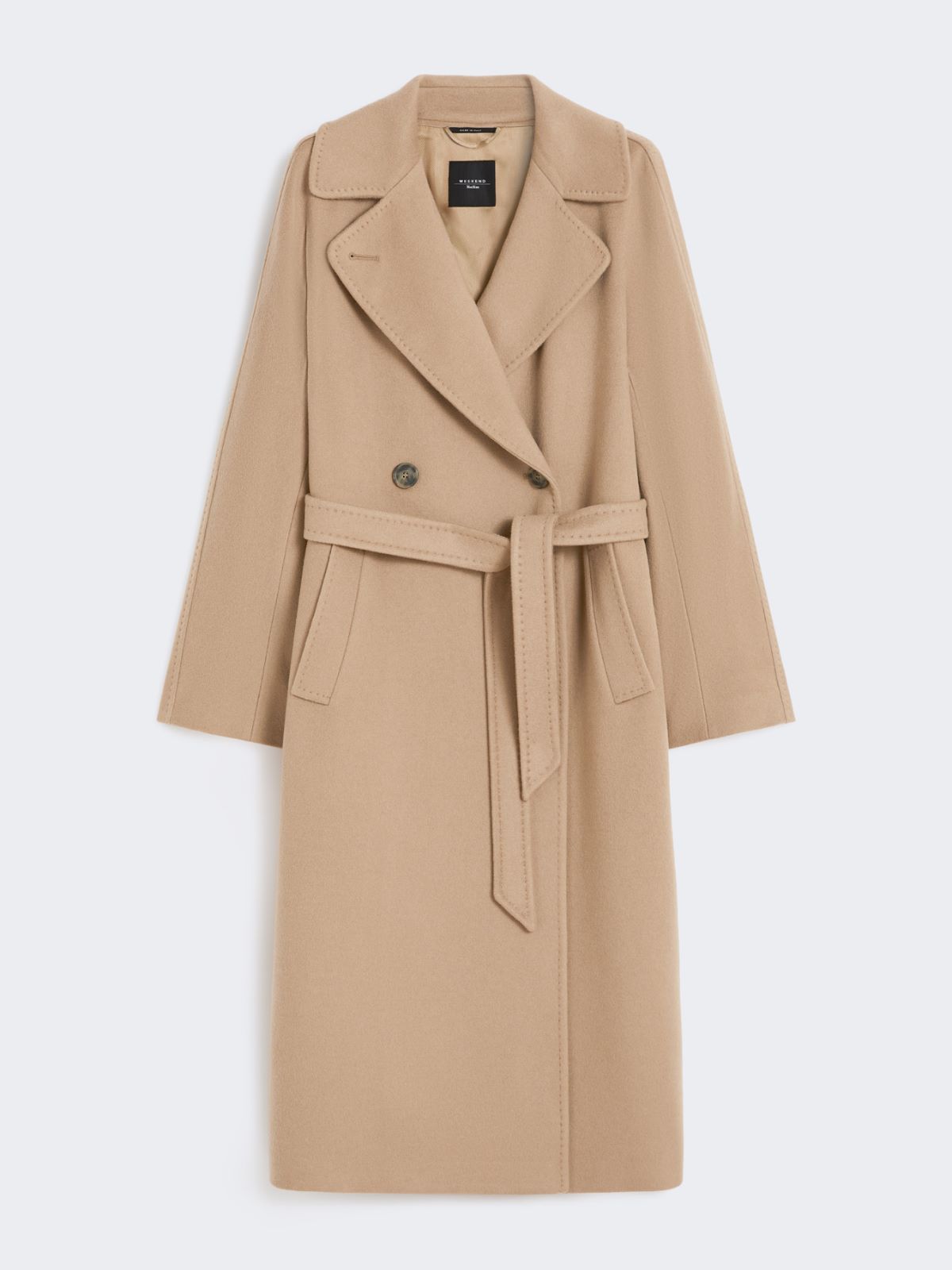 Double-breasted cashmere coat, camel | Weekend Max Mara