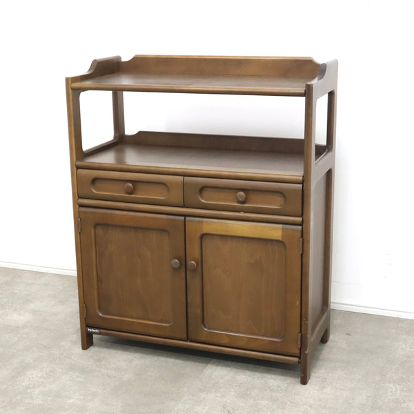 美品 オールドカリモク ラタン 電話台 FAX台 キャビネット オールド