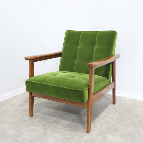 昭和レトロ オールド カリモク グリーン モケット 1人掛け ソファ③