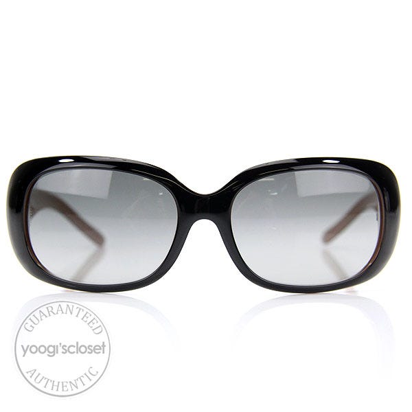 Chanel Black Frame Grey Lenses Crystal CC Logo Sunglasses 6026-B