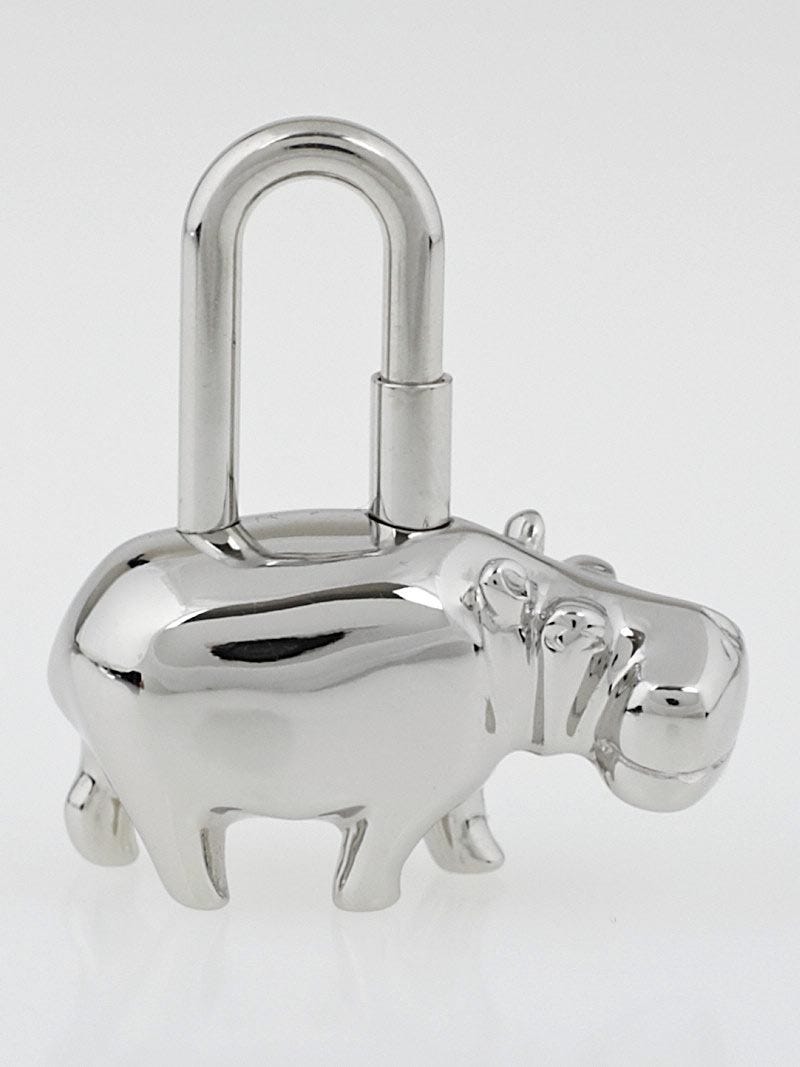 Hermes Palladium Plated 2005 Hippopotamus Cadena Lock Charm