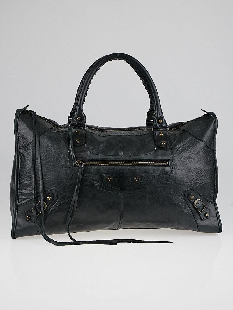 Balenciaga Anthracite Lambskin Leather Work Bag | Yoogi's Closet