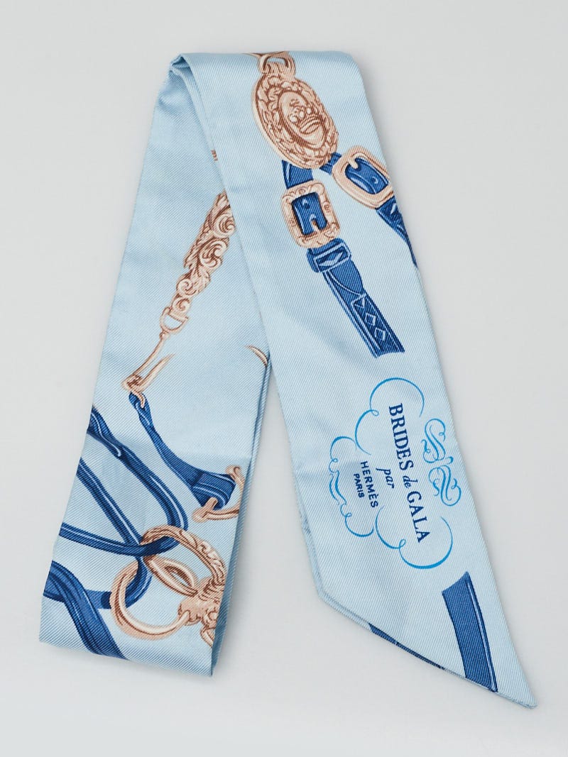 Hermes Blue/Beige Silk Brides De Gala Twilly | Yoogi's Closet