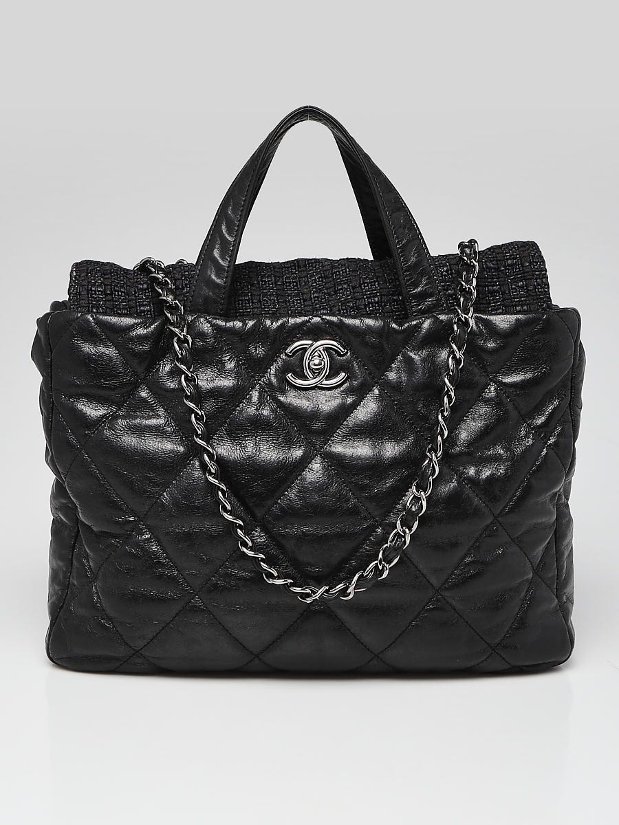 CHANEL キルティング バッグ Chanel Black Quilted Glazed Leather
