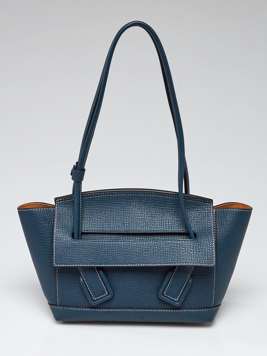 Bottega Veneta Dark Blue Grainy Calfskin Leather Small Arco