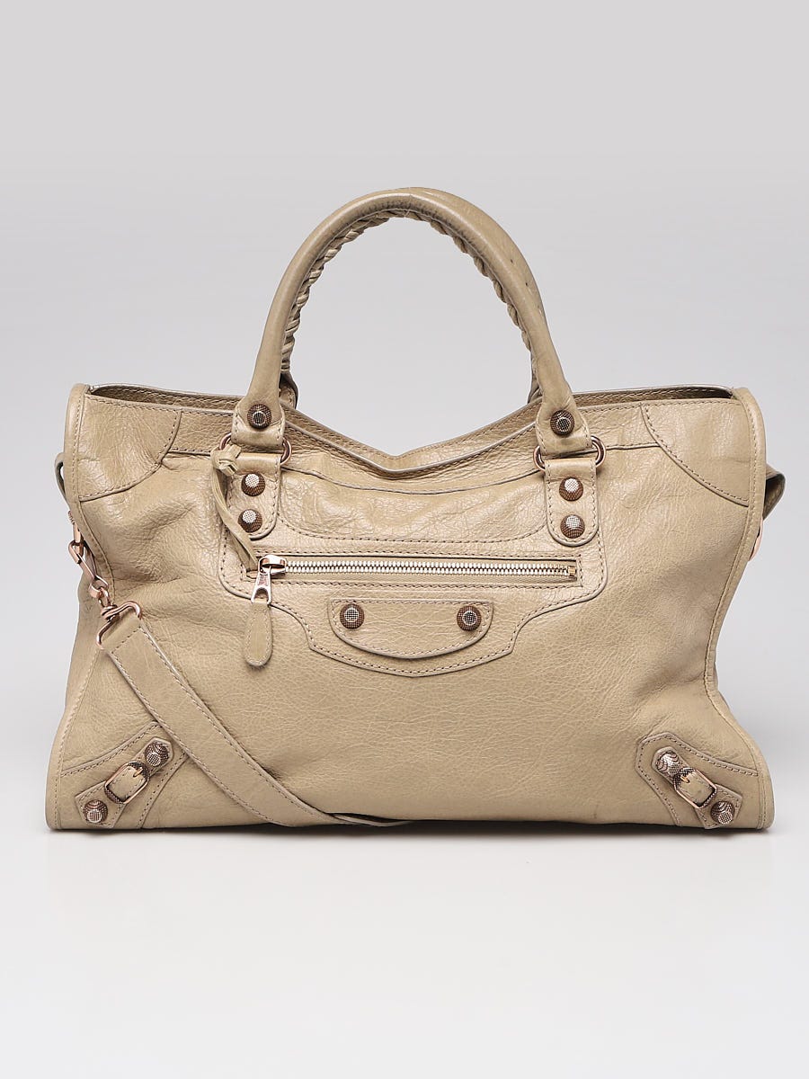 Balenciaga Beige Latte Lambskin Leather Giant 12 Rose Gold