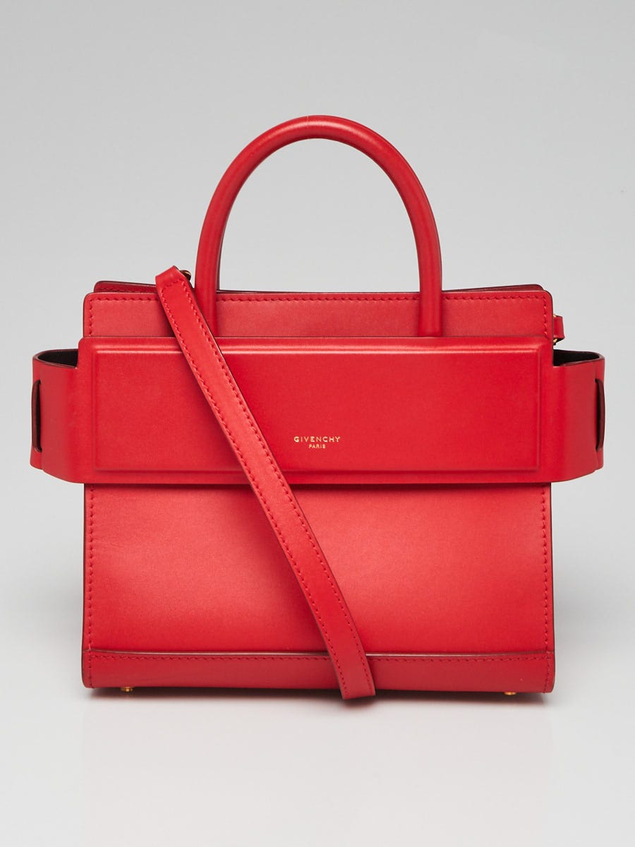 Givenchy Red Smooth Calfskin Leather Mini Horizon Tote Bag