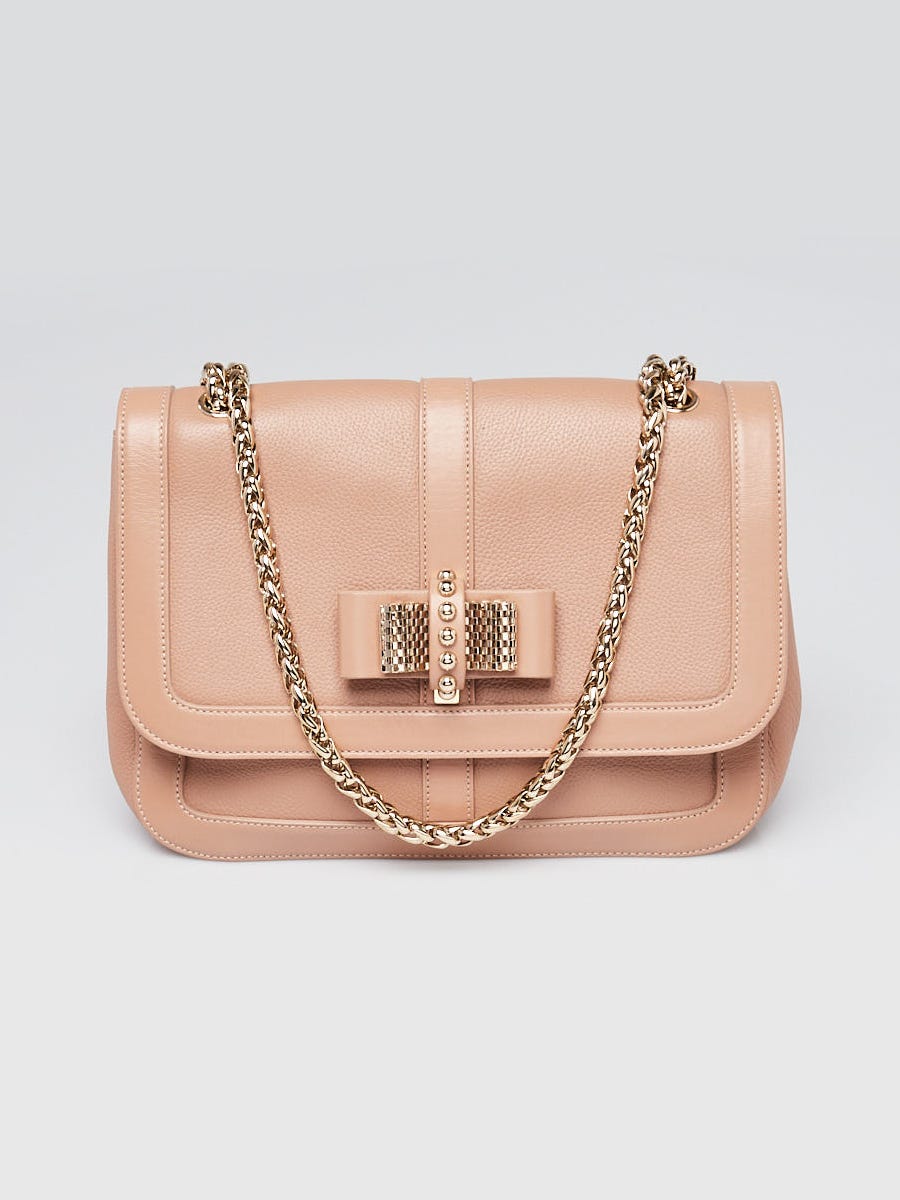 Christian Louboutin Beige Pebbled Leather Small Sweet Charity Bag