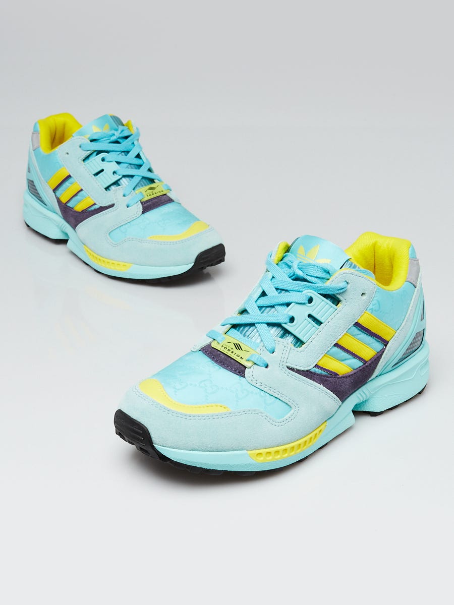 Gucci x Adidas Blue/Yellow Suede/Fabric ZX 8000 Chunky Sneakers
