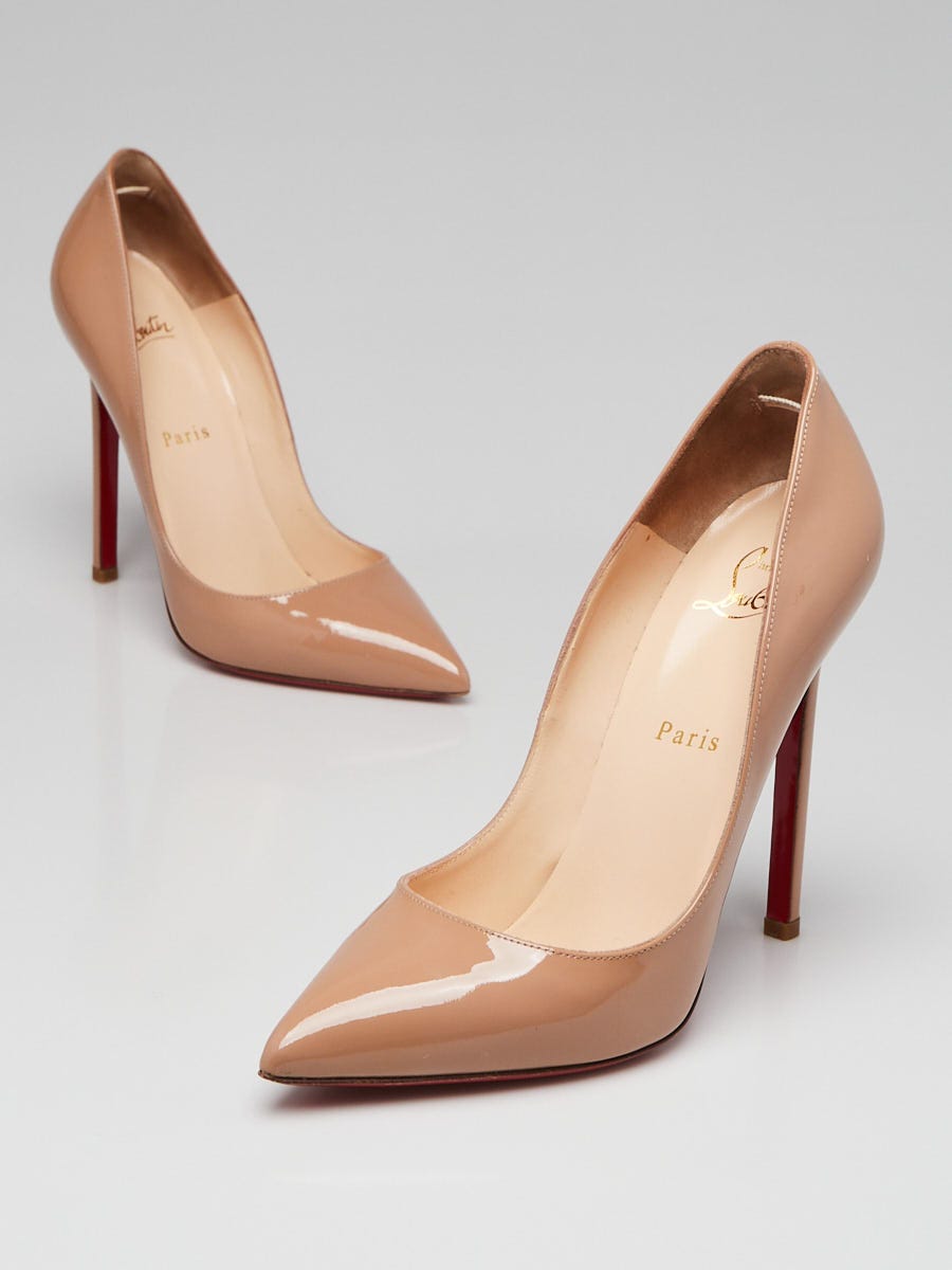 Christian Louboutin Beige Patent Leather Pigalle 120 Pumps Size 6