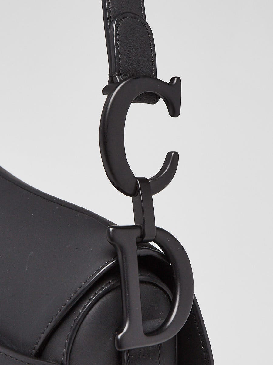 Christian Dior Black Ultra Matte Leather Saddle Bag w/Strap