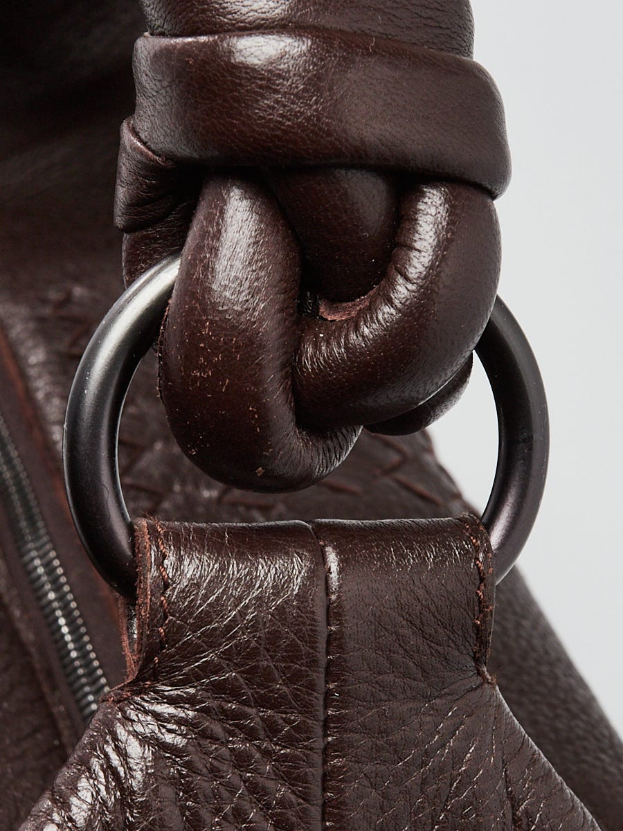 Bottega Veneta Dark Brown Leather Braided Top Handle Hobo Bag
