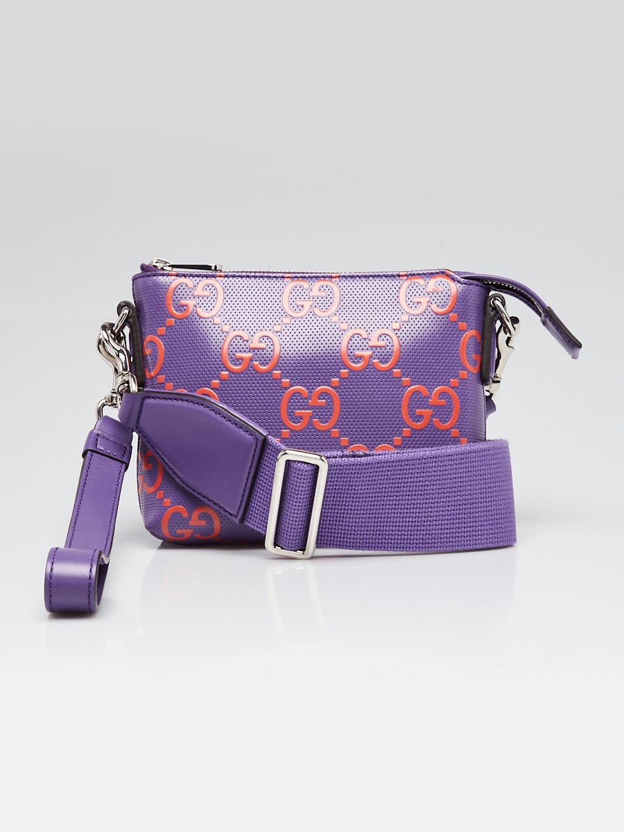 Gucci Purple/Orange GG Perforated Leather Crossbody Bag | Yoogi's