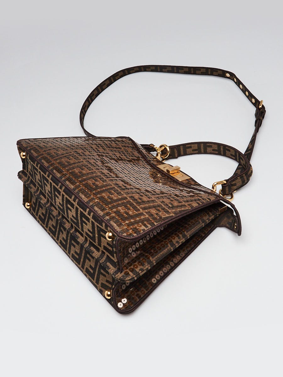 Fendi Moro FF Jacquard Fabric and Sequins Medium Peekaboo Iseeu