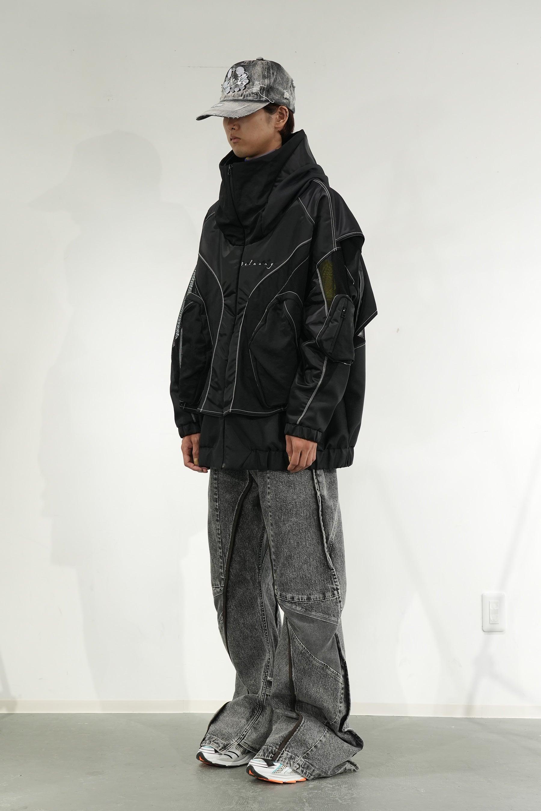 重ねハイネックビッグパーカー (AIR-C) - Black – BALMUNG