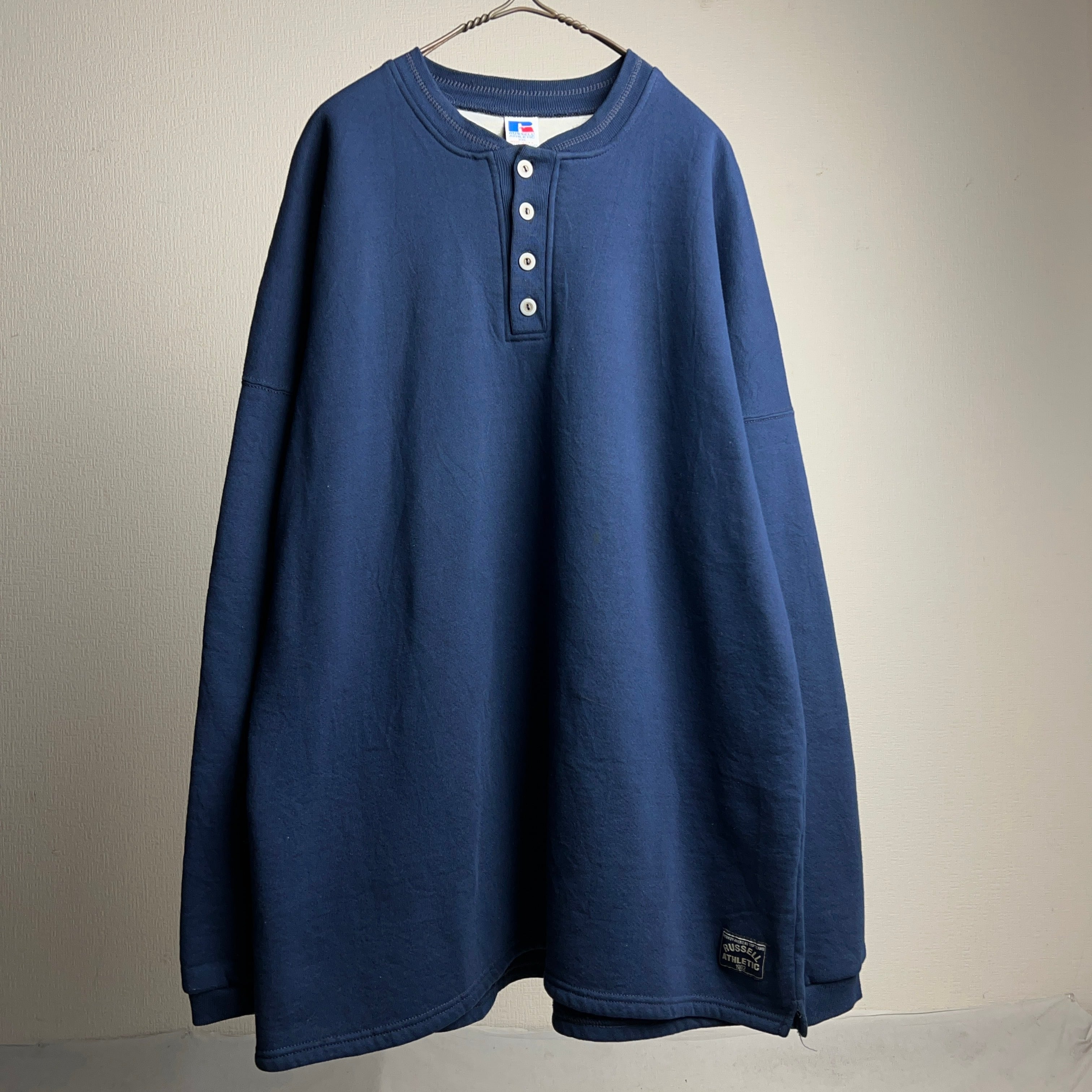 90's RUSSELL ATHLETIC Henley neck Sweatshirt USA製 SIZE XXL 90年代
